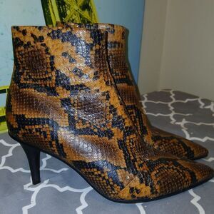 Rag &Bone NEW YORK Brown Snake Print Ankle LEATHER Boots Sz.38 EUR 7/7.5